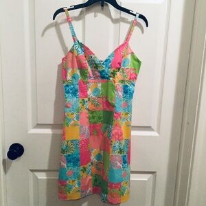 Vintage White Label Lilly Pulitzer Patchwork Multi Colored Dress Sz 0